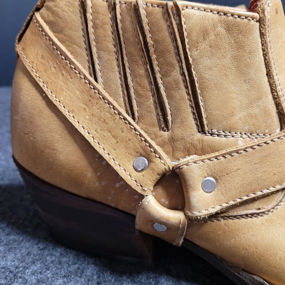 Vintage Men's Leather Western Ankle Boots SZ 7 - Picture 10 of 12